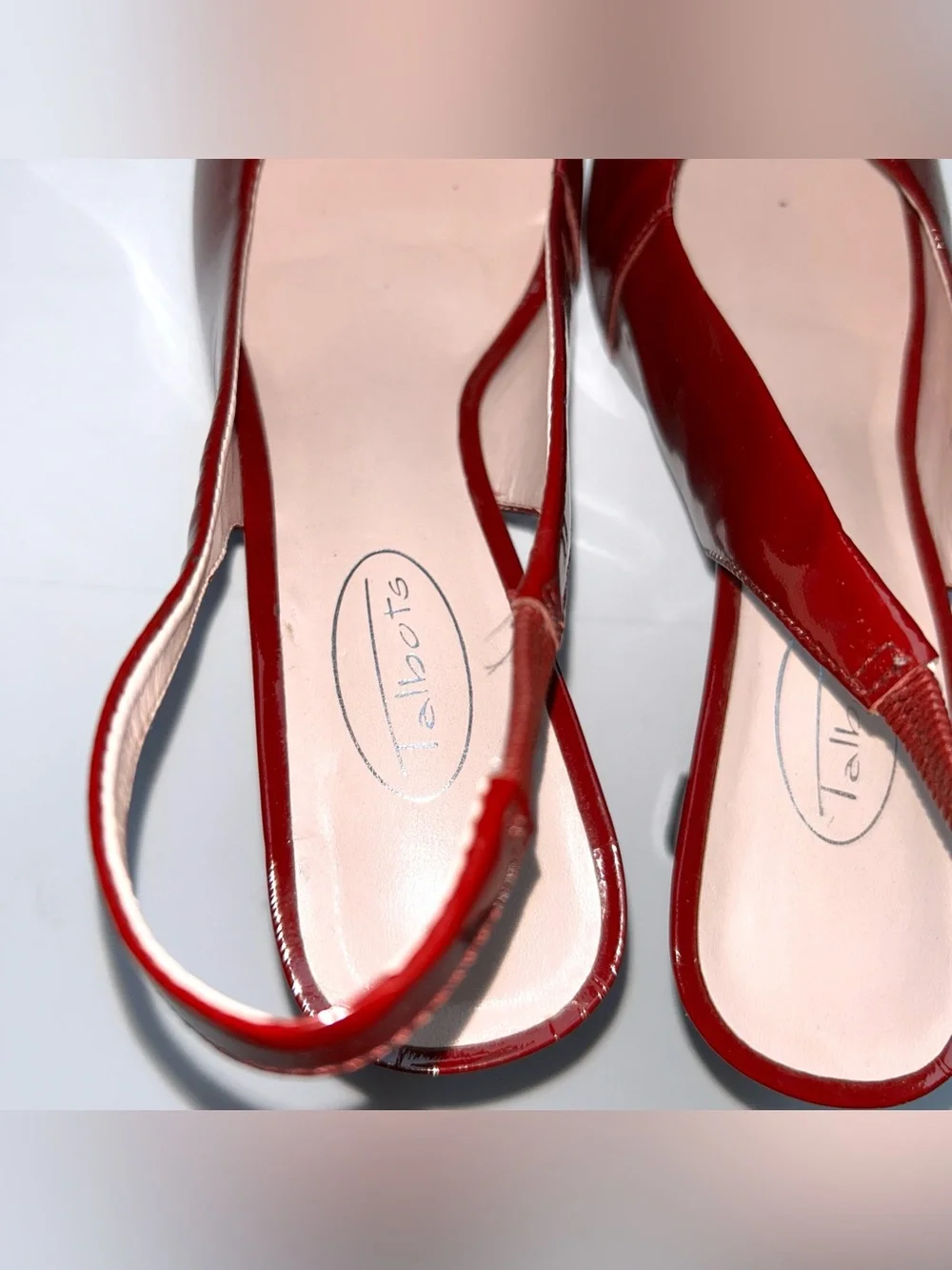 Vintage Talbots Burgundy Patent Leather Wedge Slingback Heels (6.5AA)